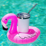 Flamingo drankhouder in zwembad met drinken