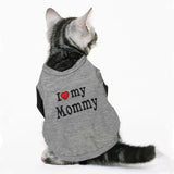 Katten rompertje i love mommy grijs gedragen door kat