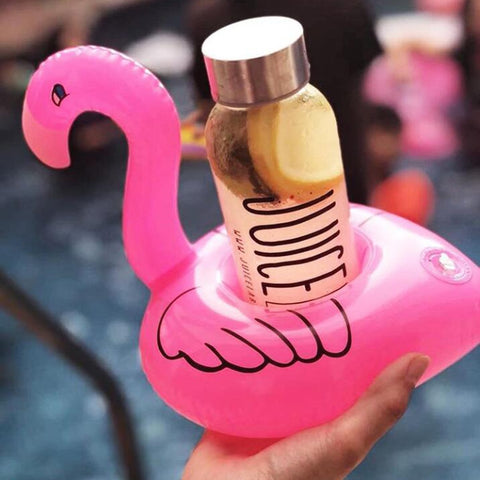 Flamingo drankhouder met fles